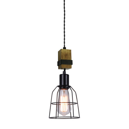 Lampa wisząca PONTE PND-4290-1-L Italux POJEDYNCZY ZWIS RETRO AŻUROWY DRUCIANY KLOSZ E 27 