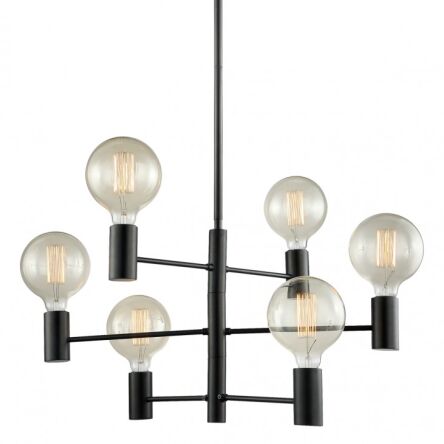 Lampa wisząca  Veva   MDM3339/6 BK Italux wykonana z metalu o czarnym wykończeniu skandynawski styl hit roku! 62 cm szerokości