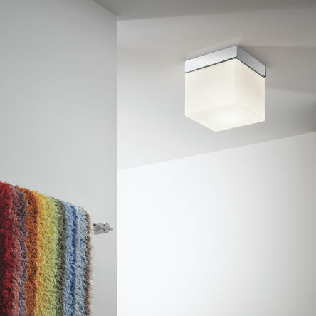 Lampa sufitowa  SABINA SQUARE 7095 kostka kwadrat polerowany chrom mleczne szkło 1292002