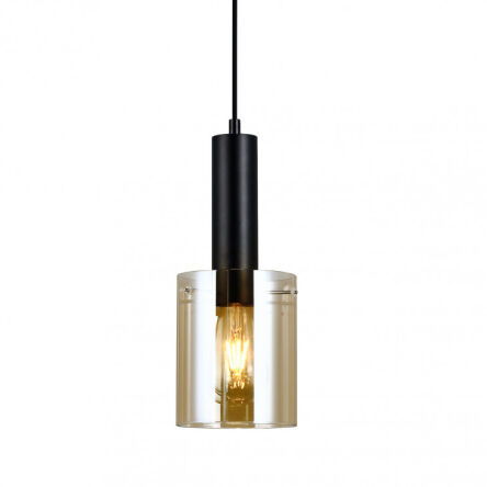 Lampa wisząca SARDO PND-5581-1-BK+AMB Italux Czarno - bursztynowa nowoczesna