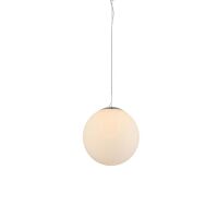 Lampa wisząca White Ball 40 AZzardo FLWB40WH  kula mleczna  chromowane wykończenie nowoczesna