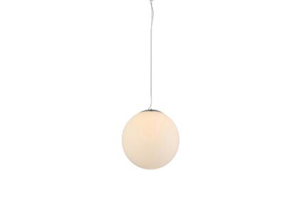 Lampa wisząca White Ball 40 AZzardo FLWB40WH  kula mleczna  chromowane wykończenie nowoczesna