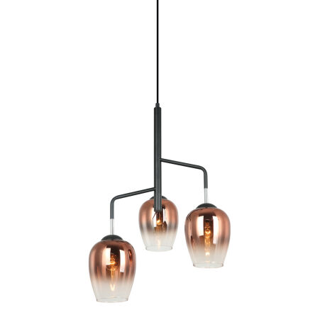 Lampa wisząca LESLA PEN-5359-3-BKCOP Italux NOWOCZESNY ZWIS KIELICHOWE KLOSZE MIEDŻ / CHROM / CZARNY 