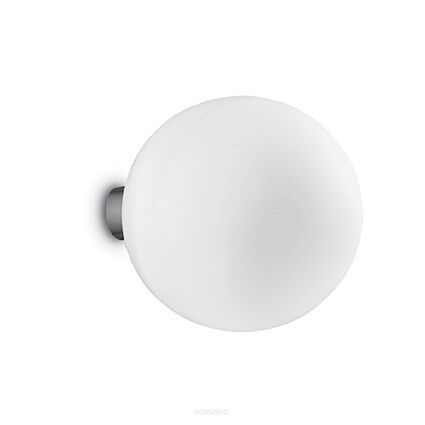 Kinkiet Mapa Bianco AP1 D30 Ideal Lux  059822  Klosz jest w kształcie kuli ze szkła oprawa z metalu w kolorze niklu
