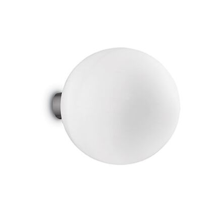 Kinkiet Mapa Bianco AP1 D30 Ideal Lux  059822  Klosz jest w kształcie kuli ze szkła oprawa z metalu w kolorze niklu