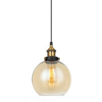 Lampa wisząca CARDENA MDM-4330/1 GD+AMB Italux POJEDYNCZY KULA INDUSTRIAL / RETRO CZARNY / ZŁOTY / BURSZTYNOWY 