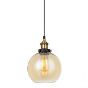Lampa wisząca CARDENA MDM-4330/1 GD+AMB Italux POJEDYNCZY KULA INDUSTRIAL / RETRO CZARNY / ZŁOTY / BURSZTYNOWY 