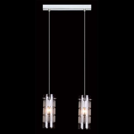 Lampa wisząca Max   MDM1957-2 Italux nowoczesna lampa wykończenie w kolorze chromu klosz w kształcie tuby mlecznym wzorem podsufitka na listwie