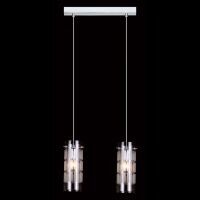 Lampa wisząca Max   MDM1957-2 Italux nowoczesna lampa wykończenie w kolorze chromu klosz w kształcie tuby mlecznym wzorem podsufitka na listwie