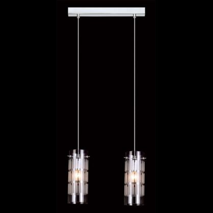 Lampa wisząca Max   MDM1957-2 Italux nowoczesna lampa wykończenie w kolorze chromu klosz w kształcie tuby mlecznym wzorem podsufitka na listwie