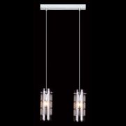Lampa wisząca Max   MDM1957-2 Italux nowoczesna lampa wykończenie w kolorze chromu klosz w kształcie tuby mlecznym wzorem podsufitka na listwie