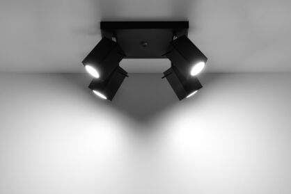Designerska lampa sufitowa MERIDA 4 czarny SL.0102 SOLLUX LIGHTING nowoczesne klosze prostokątne