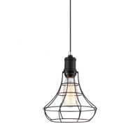 Lampa wisząca Synthia MDM2268-1 Italux styl vintage lampa ma kolor czarny klosz jest z drutu o nietypowym kształcie