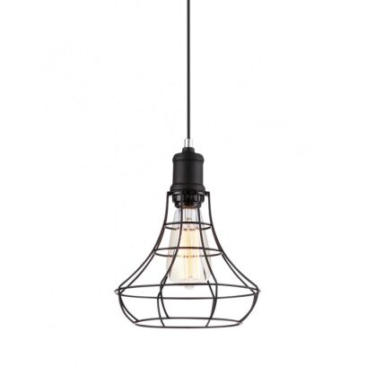 Lampa wisząca Synthia MDM2268-1 Italux styl vintage lampa ma kolor czarny klosz jest z drutu o nietypowym kształcie