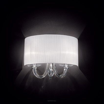Kinkiet Swan AP2 Ideal Lux  035864 chromowana metalowa oprawa klosze z plisowanej organzy środkowe korpusy wykonane ze szkła
