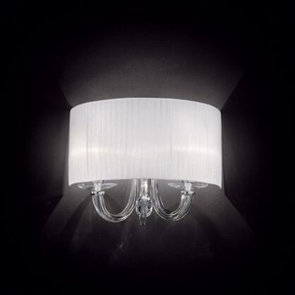 Kinkiet Swan AP2 Ideal Lux  035864 chromowana metalowa oprawa klosze z plisowanej organzy środkowe korpusy wykonane ze szkła