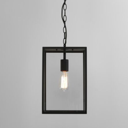 Lampa wisząca zewnętrzna Homefield Pendant 360- Astro 7814 1095015 IP23 prostokąt na łańcuchu stal w kolorze czarnym i przezroczyste szkło 