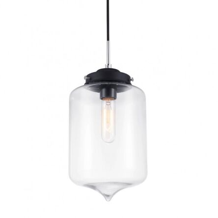 Lampa wisząca Tube MDM2095/1 B Italux nowoczesna klosz w kształcie tuby ze szkła transparentnego