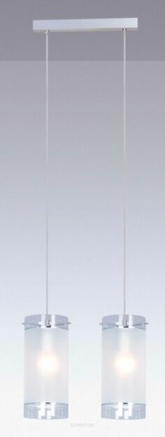 Lampa wisząca Vigo  MDM1560/2 Italux  nowoczesna lampa wykończenie w kolorze chromu klosz w kształcie tuby ze szkła mlecznego i transparentnego na listwie