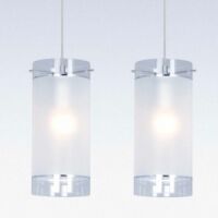 Lampa wisząca Vigo  MDM1560/2 Italux  nowoczesna lampa wykończenie w kolorze chromu klosz w kształcie tuby ze szkła mlecznego i transparentnego na listwie