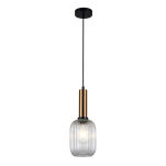 Lampa wisząca ANTIOLA PND-5588-1M-BRO+CL Italux  NOWOCZESNA LAMPA TRANSPARENTNY KLOSZ ZE SZKŁA  MOSIĘŻNE WYKOŃCZENIE ŚREDNICA 15 CM E27 - 2
