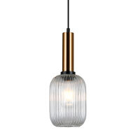 Lampa wisząca ANTIOLA PND-5588-1M-BRO+CL Italux  NOWOCZESNA LAMPA TRANSPARENTNY KLOSZ ZE SZKŁA  MOSIĘŻNE WYKOŃCZENIE ŚREDNICA 15 CM E27