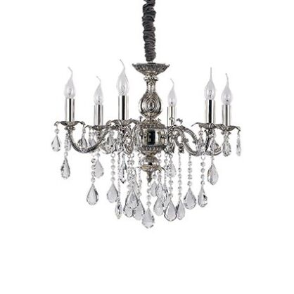 Lampa wisząca IMPERO SP6 SREBRNY Ideal Lux  002408 rama ze srebrnym wykończeniem: antyczno- podobnym