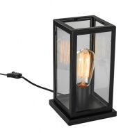 Lampa stołowa Laverno MT-202621-1-B Italux industrialna z metalu o czarnym wykończeniu oraz szkła transparentnego prostokątna  