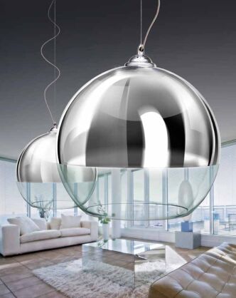 Lampa wisząca Silver Ball 40 AZzardo LP-5034XL AZ0734 okrągły klosz w kolorze chromu/transparentny