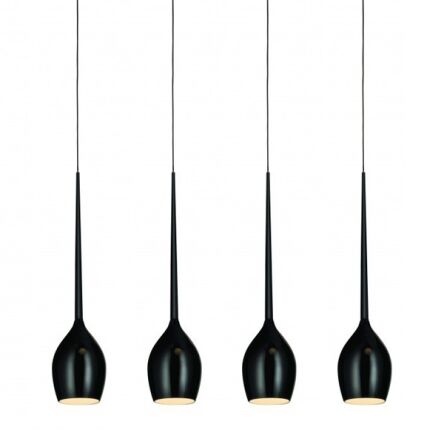 Lampa wisząca Izza 4 Shiny Black AZzardo MD1288B-4BL AZ0100 czarne klosze w kształcie kielichów nowoczesny
