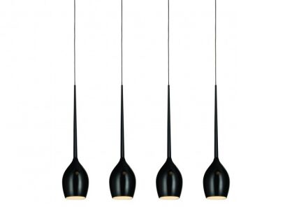 Lampa wisząca Izza 4 Shiny Black AZzardo MD1288B-4BL AZ0100 czarne klosze w kształcie kielichów nowoczesny