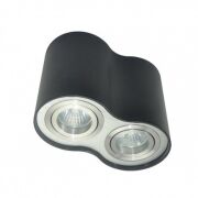  LAMPA NATYNKOWA  ZUMA LINE RONDOO SPOT 50407-BK  Z ALUMINIUM W KOLORZE CZARNYM CHROMOWANY PIERŚCIEŃ NOWOCZESNA TUBA PODWÓJNA