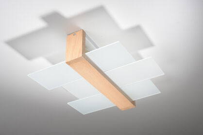 Drewniana lampa sufitowa Designerski Plafon FENIKS 2  SOLLUX LIGHTING w kolorze naturalnego drewna SL.0076 nowoczesny 