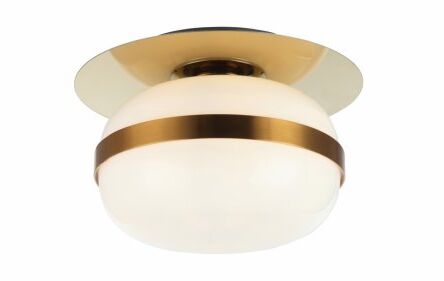 Lampa sufitowa plafon CAMILLA opal złota obwódka art deco
