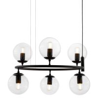 Lampa wisząca CEREDO NEO LDP 6034-6-RND (BK) Lumina Deco czarna z przezroczystymi kloszami