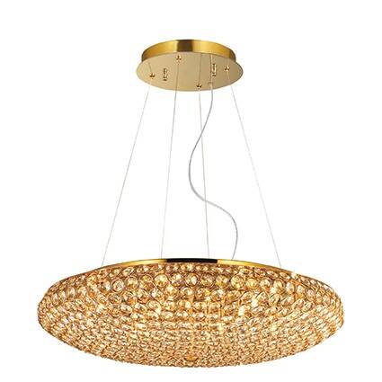 Lampa wisząca KING SP12 Ideal Lux 088020  klosz składający się z metalowych pierścieni wypełnionych kryształkami kolor złoty 