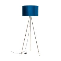 Lampa podłogowa INGA H06-GD-BL Zuma Line Trójnożna złota podstawa niebieski abażur
