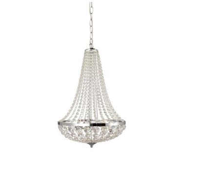 Lampa wisząca GRÄNSÖ granso 104890  Markslojd Styl pałacowy glamour przezroczyste kryształki metalowe elementy w kolorze chromu dwa źródła światła E14 40 cm szerokości
