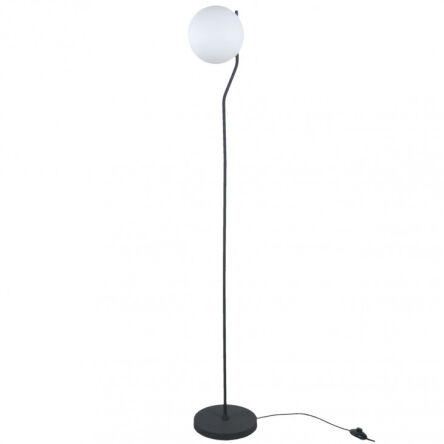 Lampa podłogowa CARIMI FL-3300-1-BK Italux  Nowoczesna czarna satynowa podstawa klasyczny biały klosz