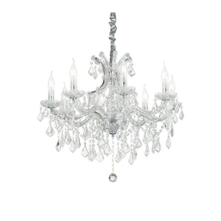 Lampa wisząca Żyrandol Napoleon SP12 chrom 167251  KRYSZTAŁOWY KLASYCZNYIP20 E27 metal Ideal Lux OPRAWA W STYLU KLASYCZNYM