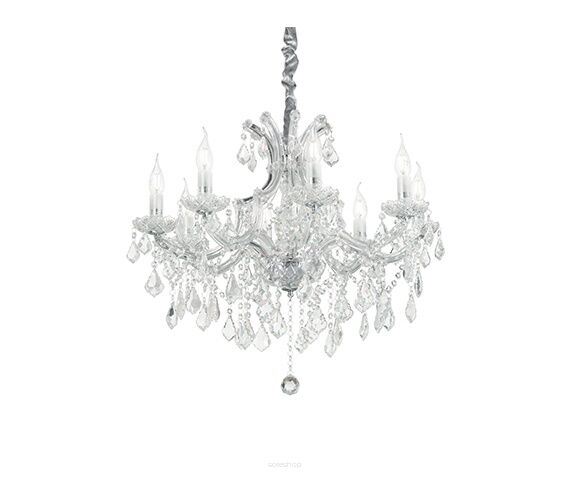 Lampa wisząca Żyrandol Napoleon SP12 chrom 167251  KRYSZTAŁOWY KLASYCZNYIP20 E27 metal Ideal Lux OPRAWA W STYLU KLASYCZNYM