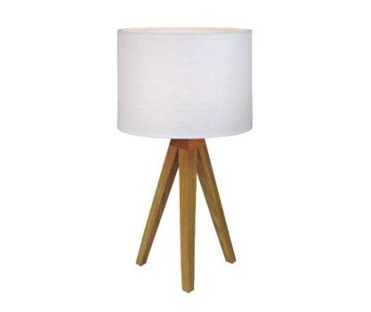 Lampa stołowa Kullen 104625 Markslojd trójnoga lampa drewniana z białym abażurem