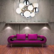 Lampa wisząca Noble AZzardo AZ0110 jest wykonana z metalu w kolorze chromu i szkła o białym wykończeniu w kształcie kulek