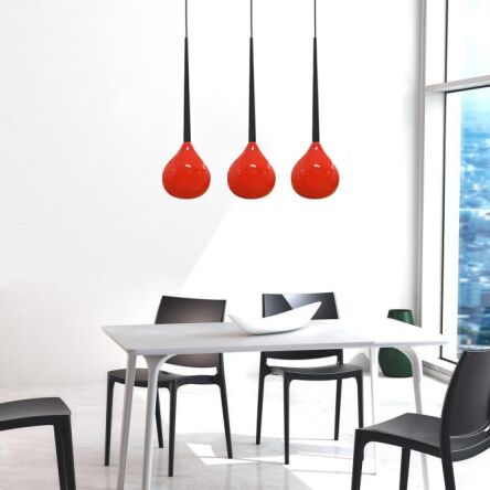 Lampa wisząca Aga 3 Red azzardo MD1289-3 AZ1066 czerwona nowoczesna opływowy kształt 3 klosze