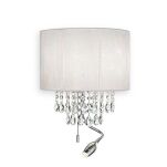 Kinkiet Opera AP3 Ideal Lux  068268 Klosz wykonany jest z folii PVC z metalowymi pasemkami i pokryte są białymi nićmi spod abażura wystają kryształki rama w kolorze chromu do czytania - 2