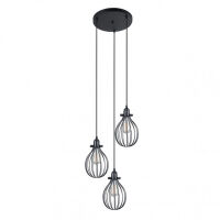 Lampa wisząca LESTO MDM-2676/3 ABK Italux DRUCIANE ABAŻURY METALOWA OPRAWA CZARNA INDUSTRIALNA 
