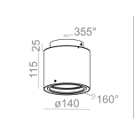 Lampa sufitowa natynkowa Tuba 111x1 Distance  aquaform tuba  - 8