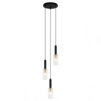Lampa wisząca PEROLA PND-43309-3 BK+BR Italux Potrójna nietypowa 