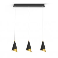 Lampa wisząca RAALTO PND-433128-3 Italux Stożki czarno-złote na listwie LED 