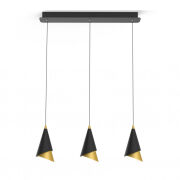 Lampa wisząca RAALTO PND-433128-3 Italux Stożki czarno-złote na listwie LED 